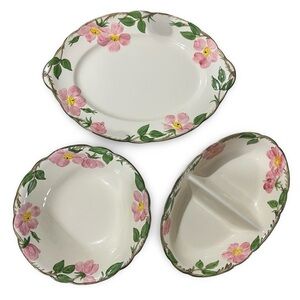 Vintage Franciscan Desert Rose 3 Piece Serving Dish Set Made in USA